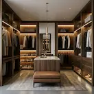 Roupeiro planeado com organizaÃ§Ã£o personalizada e LED integrado - Frota Móveis